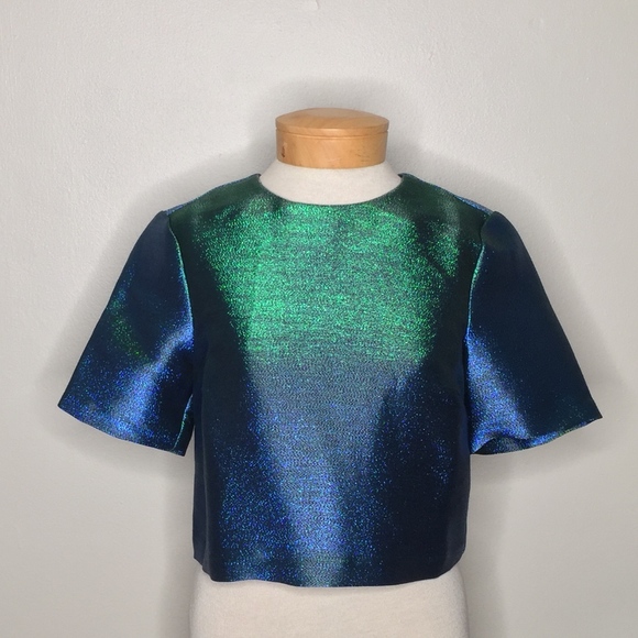 ASOS Tops - ASOS | Iridescent Crop Box Top Blue Green